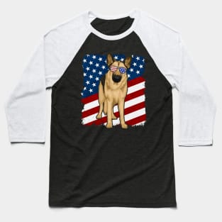 German Shepherd Dog American Flag Baseball T-Shirt